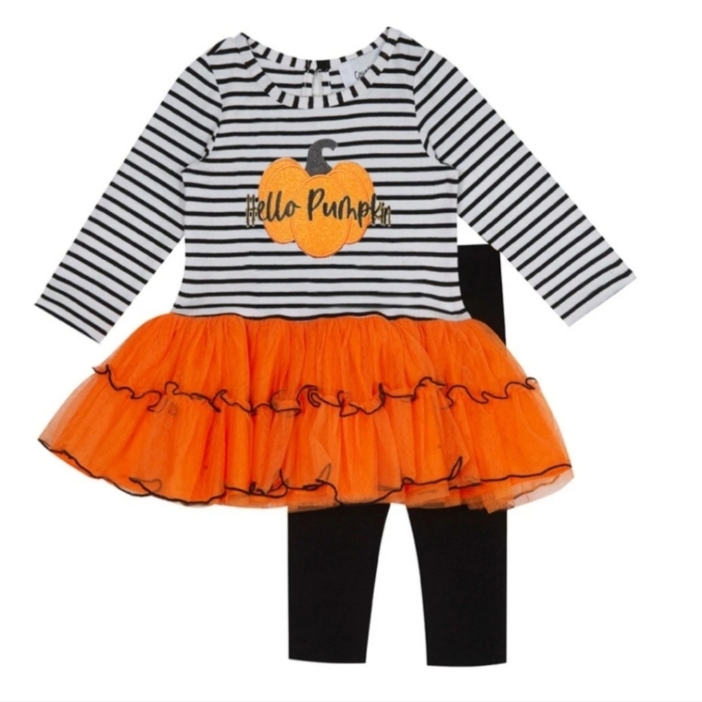 Counting Daisies Girls Thanksgiving Set Hello Pumpkin 3t Nwt Tutu Fall